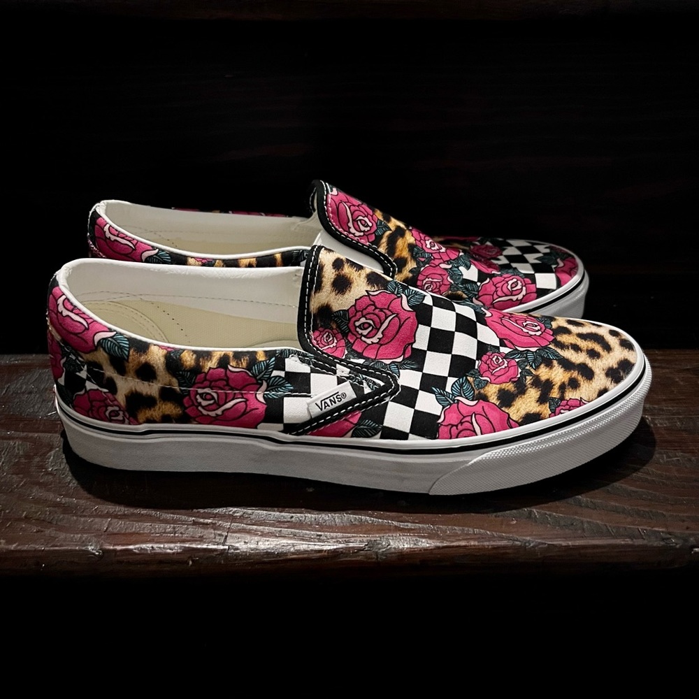 Vans Rose Chetah Print Slip On